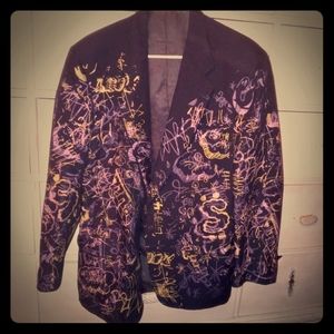 Customized graffiti blue blazer